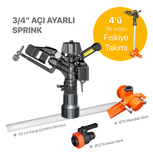 3/4″ Açı Ayarlı Tarla Sulama Fıskiye Takımı